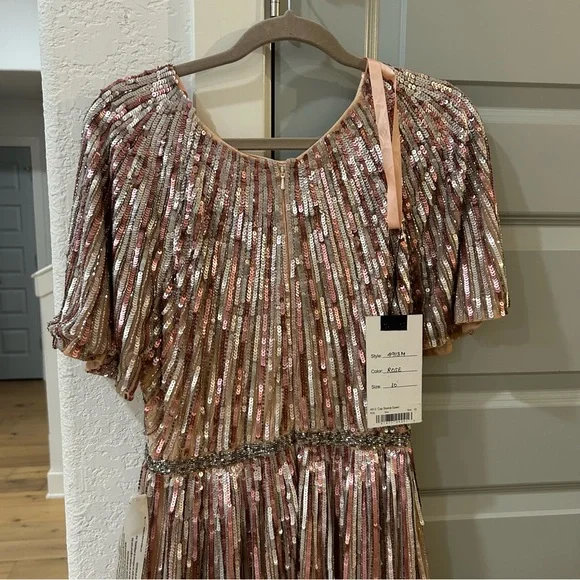 NWT Mac Duggal 4913M Rose Pink Sequin Embellished Gown - Picture 9 of 10